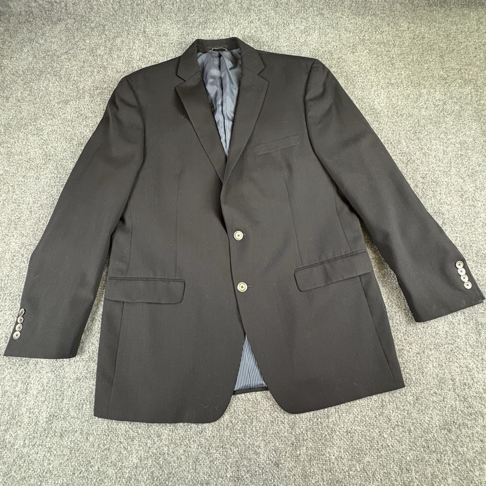 Calvin Klein Sport Coat Mens 44L Navy Wool Preppy Old Money Quiet Luxury, Office